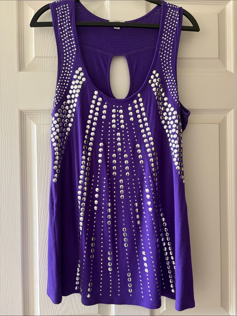 Cache Purple Studded Keyhole Tank Top